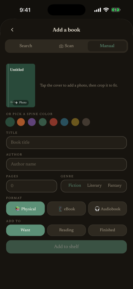 Add a book manually